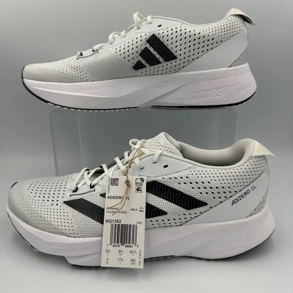 Adidas Adizero SL Running Shoes Men 9 Cloud White Black HQ1352 Lightstrike PRO